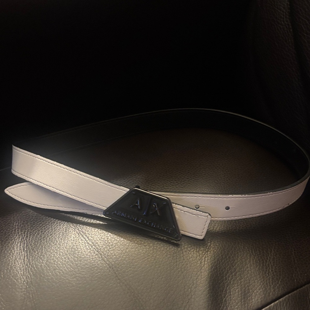 Armani Exchange Black and White waste Belt Bag reversible 36” long